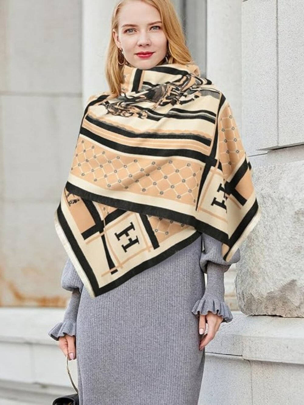 NEW! LUXURY CASHMERE BLEND VIBES WRAP SCARF SHAWL BLANKET - Picture 5 of 7